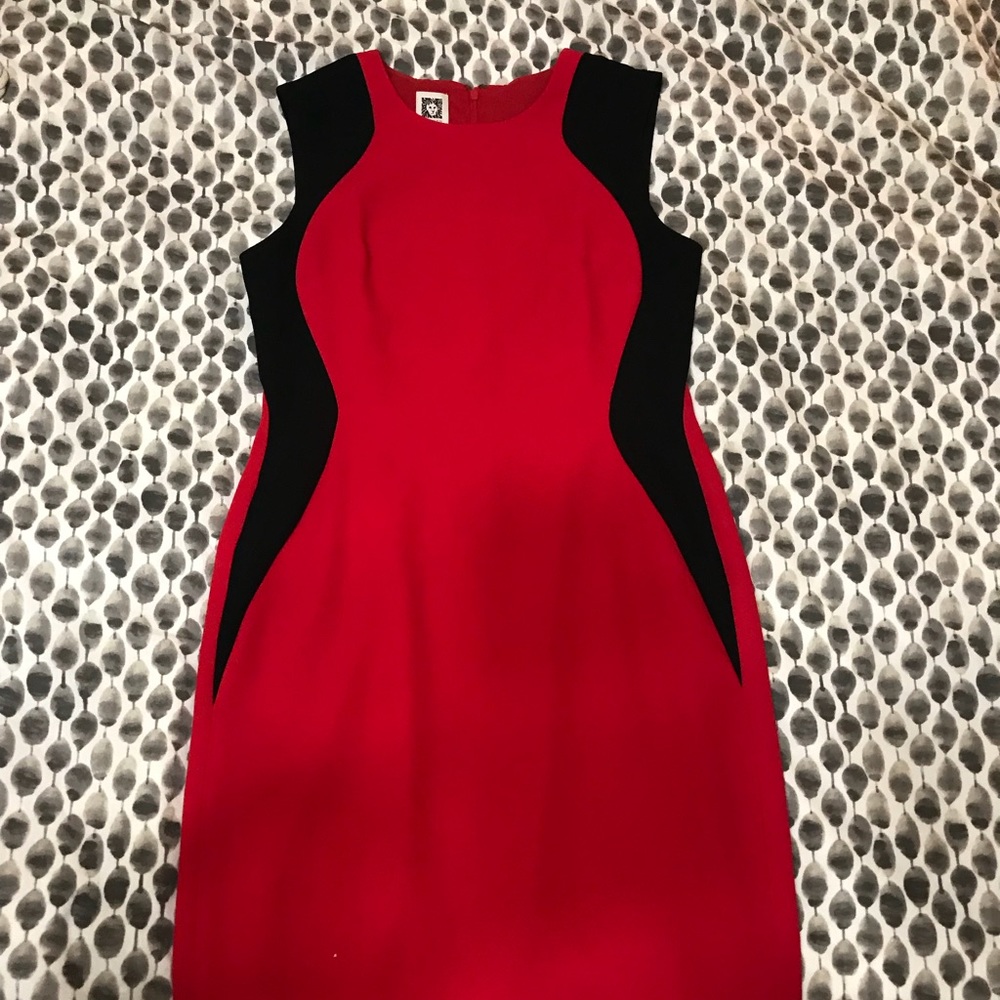 Anne Klein Red and Black Dress Size 6